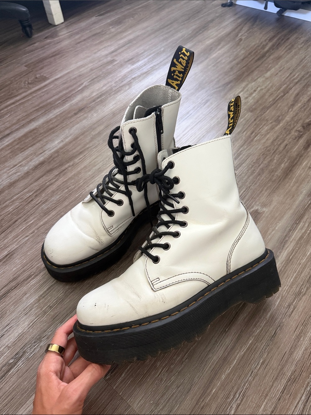 White Doc Marten Jadon boots